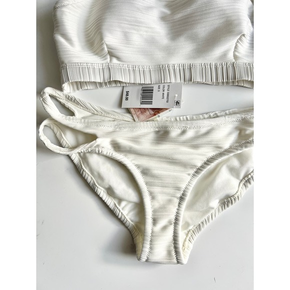 NWT Jessica Simpson One Shoulder Slash Bikini Top&Cut Out Hipster Bottoms White - Picture 4 of 7